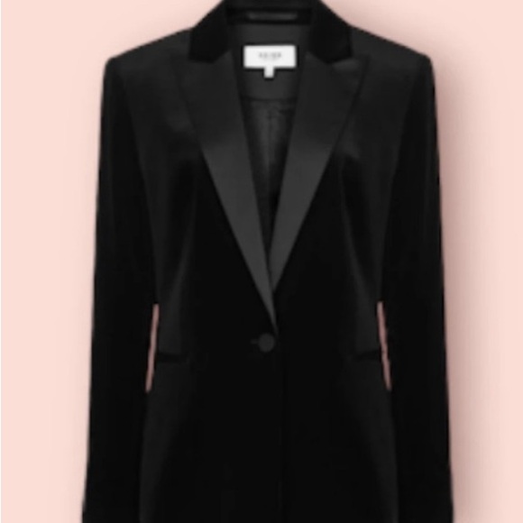 Reiss Opal Velvet Blazer Black Size 6 - Picture 3 of 11
